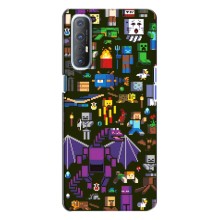 Чехол Майнкрафт на Oppo Reno 3 (AlphaPrint) Minecraft (Коллаж Майнкрафт)