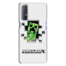 Чехол Майнкрафт на Oppo Reno 3 (AlphaPrint) Minecraft (крипер Майнкрафт)