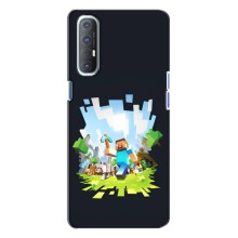 Чехол Майнкрафт на Oppo Reno 3 (AlphaPrint) Minecraft (персонажи Minecraft)