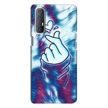 Чехол с принтом для Oppo Reno 3 (AlphaPrint - Знак сердечка) – Радужное сердце