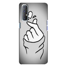 Чехол с принтом для Oppo Reno 3 (AlphaPrint - Знак сердечка) – Значок Love