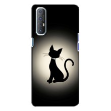 Чехол с принтом для Oppo Reno 3 (AlphaPrint) Модные коты – Силуэт котика