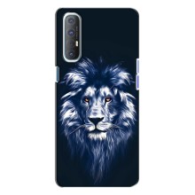 Чехол со Львом для Oppo Reno 3 (VPrint) (Синий Лев)