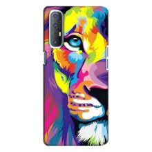 Чехол со Львом для Oppo Reno 3 (VPrint) (Яркий Лев)
