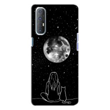 Чехол с рисунком кот на Oppo Reno 3 (Девушка с котом)