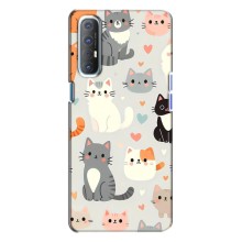 Чехол с рисунком кот на Oppo Reno 3 (Коллаж котов)