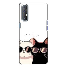 Чехол с рисунком кот на Oppo Reno 3 (Коты в очках)
