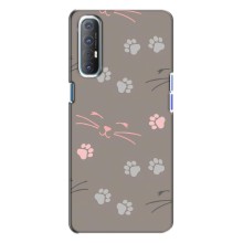 Чехол с рисунком кот на Oppo Reno 3 (Лапы и усы)