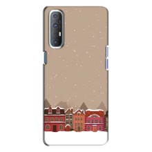 Новогодние, Праздничные Чехлы для Oppo Reno 3 - 2024 год (Зимний город)