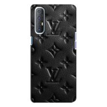 Текстурный Чехол Louis Vuitton для Оппо Рено 3 (Черный ЛВ)