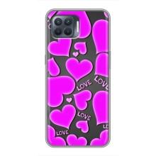 Чехлы для любимой на OPPO Reno 4 . (VPrint) (Pink hearts)