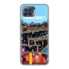 Чехол Майнкрафт на OPPO Reno 4 Lite (AlphaPrint) Minecraft (фон Minecraft)