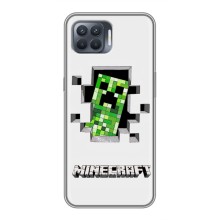 Чехол Майнкрафт на OPPO Reno 4 Lite (AlphaPrint) Minecraft (крипер Майнкрафт)