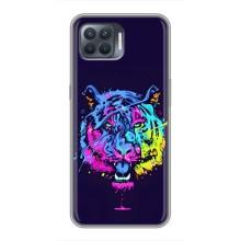 Силиконовый бампер с картинкой животных для OPPO Reno 4 Lite (Тигр-Арт)