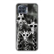 Силиконовый чехол с КАРТИНКАМИ лето для OPPO Reno 4 Lite (AlphaPrint) (Жирафы в очках)