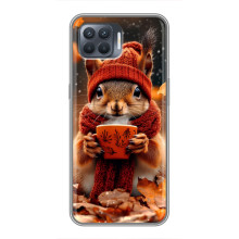 Печатный чехол «Зверята с кофе» для OPPO Reno 4 Lite – Белка с кофе