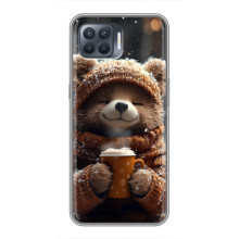 Печатный чехол «Зверята с кофе» для OPPO Reno 4 Lite – Мишка с кофе