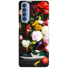 Брендновые Чехлы для Oppo Reno 4 Pro - (PREMIUMPrint) (Nike цветы)