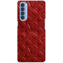 Текстурный Чехол Louis Vuitton для Оппо Рено 4 Про (Красный ЛВ)