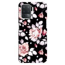 Чохли з квітами для OPPO Reno 5 Lite (VPrint) (Квіти на чорному)