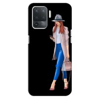 Чехол с картинкой Модные Девчонки OPPO Reno 5 Lite – Девушка со смартфоном