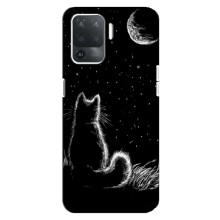 Чохол з принтом для OPPO Reno 5 Lite (AlphaPrint) Модні коти (Котик і місяць)
