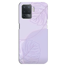 Чохол квітковий дизайн для OPPO Reno 5 Lite – Монстера фіолетова