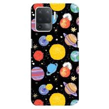 Космічні Чохли для OPPO Reno 5 Lite 
				 літерами та цифрами українською: ОППО Рено 5 Лайт (VPrint) (Намальовані планети)