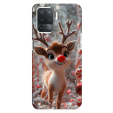 Яркий чехол для OPPO Reno 5 Lite с Зимними Оленятами