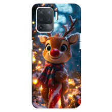 Яркий чехол для OPPO Reno 5 Lite с Зимними Оленятами – Олень в шарфе