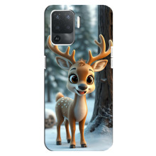 Яркий чехол для OPPO Reno 5 Lite с Зимними Оленятами – Оленёнок в лесу