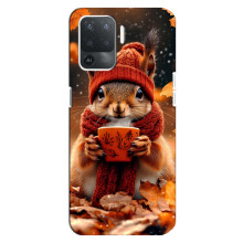 Печатный чехол «Зверята с кофе» для OPPO Reno 5 Lite – Белка с кофе