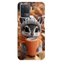 Печатный чехол «Зверята с кофе» для OPPO Reno 5 Lite