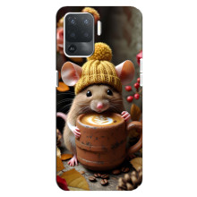 Печатный чехол «Зверята с кофе» для OPPO Reno 5 Lite – Медведь с кофе