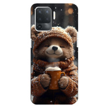 Печатный чехол «Зверята с кофе» для OPPO Reno 5 Lite – Мишка с кофе