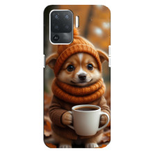 Печатный чехол «Зверята с кофе» для OPPO Reno 5 Lite – Песик с кофе