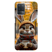Печатный чехол «Зверята с кофе» для OPPO Reno 5 Lite – Зайчик с кофе