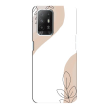 Силиконовый чехол с принтом в цветах на Oppo Reno 5z (Нюдовый дизайн)