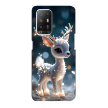 Яркий чехол для Oppo Reno 5z с Зимними Оленятами – Блистающий оленёнок