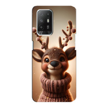 Яркий чехол для Oppo Reno 5z с Зимними Оленятами – Олень в свитере