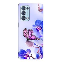 Чохли з квітами для Oppo Reno6 Pro Plus 5G (VPrint) (Метелик на квітах)