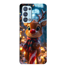 Яркий чехол для Oppo Reno6 Pro Plus 5G с Зимними Оленятами – Олень в шарфе
