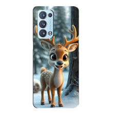 Яркий чехол для Oppo Reno6 Pro Plus 5G с Зимними Оленятами – Оленёнок в лесу