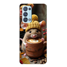 Друкований чохол 'Звірята з кавою' для Oppo Reno6 Pro Plus 5G – Мишка з кавою