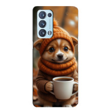 Друкований чохол 'Звірята з кавою' для Oppo Reno6 Pro Plus 5G – Песик з кавою