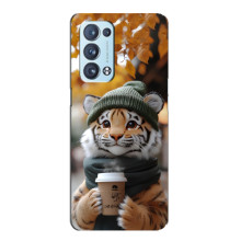 Друкований чохол 'Звірята з кавою' для Oppo Reno6 Pro Plus 5G – Тигр з кавою