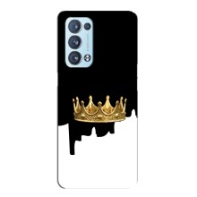 Чехол (Корона на чёрном фоне) для Оппо Рено 6 Про (5G) (Золотая корона)