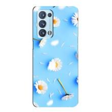 Чохол з Квітами для Oppo Reno6 Pro 5G (ромашки на блакитному)