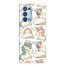 Чехол для Оппо Рено 6 Про - (Единорожки - Новинки) (AlphaPrint) (Единорожки)