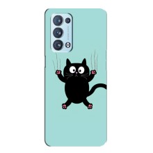 Чехол с милыми котиками на Оппо Рено 6 Про – Черный кот